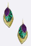 Glitter Sequins Mardi Gras Earrings