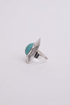 Stylish Adjustable Silver Ring With Turquoise Gem