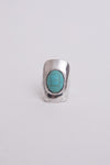 Stylish Adjustable Silver Ring With Turquoise Gem