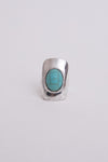 Stylish Adjustable Silver Ring With Turquoise Gem