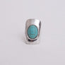 Stylish Adjustable Silver Ring With Turquoise Gem