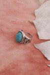 Oval Cut Adjustable Turquoise Ring - Boho Style