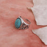 Oval Cut Adjustable Turquoise Ring - Boho Style