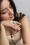 Oval Cut Adjustable Turquoise Ring - Boho Style