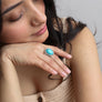 Oval Cut Adjustable Turquoise Ring - Boho Style