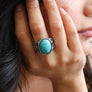 Oval Cut Adjustable Turquoise Ring - Boho Style