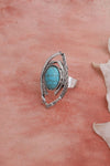 Western Silver Adjustable Turquoise Statement Ring