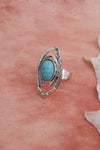 Western Silver Adjustable Turquoise Statement Ring