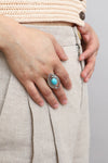 Western Silver Adjustable Turquoise Statement Ring