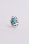 Western Silver Adjustable Turquoise Statement Ring