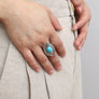 Western Silver Adjustable Turquoise Statement Ring