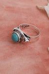 Adjustable Silver Turquoise Ring - Vintage Charm