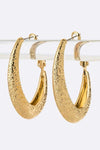 Textured Iconic Gold Tone Oval Hoop Earrings