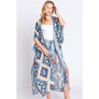 DIONA J BOHO PRINT KIMONO COVER UP ONE SIZE COLOR BLUE