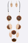 Mix Media Resin Disk Layer Long Necklace Set