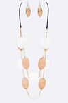 Mix Media Resin Disk Layer Long Necklace Set