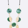 Mix Media Resin Disk Layer Long Necklace Set