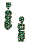 Good Luck Clover Dangle Earrings Sead Beaded Green Irish Holiday Party Jewelry Gifts