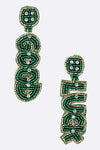 LUCKY Beaded Saint Patricks Day Earrings