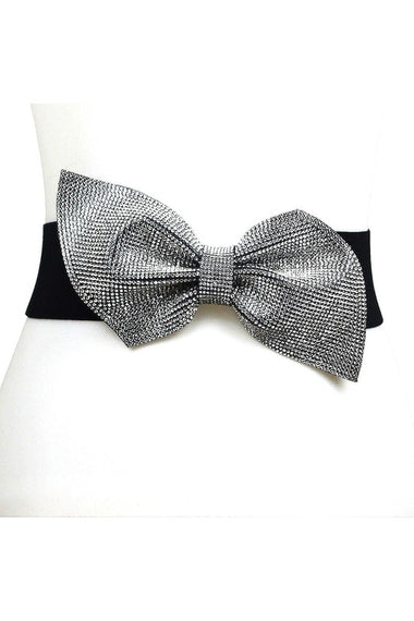 Big Bow Rhinestone Patch Stretch Belt