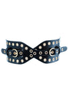 Western PU Criss Cross Metal Stud Rings Belt