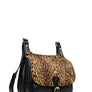 Exotic Cat Leather Saddle Crossbody Bag