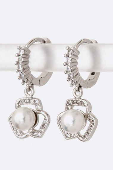Petite Pearl Flower Ear Hugger Earrings