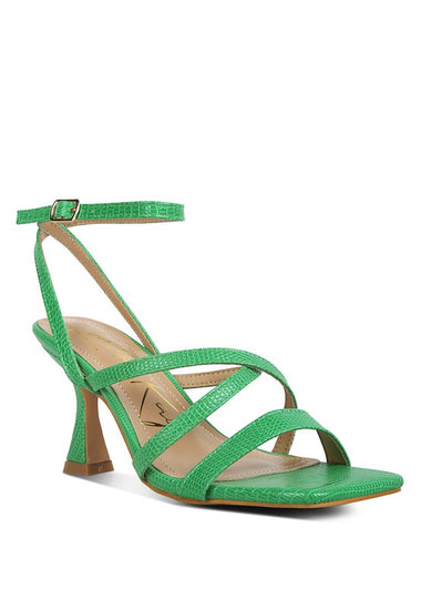 SERLING Open Square Toe Spool Heel Sandals