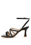 SERLING Open Square Toe Spool Heel Sandals