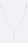 Mother Of Pearl Key Pendant CZ Necklace