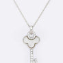 Mother Of Pearl Key Pendant CZ Necklace