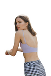 Diona J Low Back Bra Comfort V Neck Cami Crop Low Back Workout Tops for Women