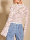 V-Neck Flare Sleeve Lace Top