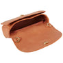Fashion Twist Lock Flap Saddle Satchel