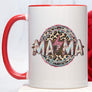 Mother's Day Gift MAMA Leopard Circle Bolt Mug Two Tone Red 15oz Cup