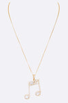 Cubic Zirconia Music Note Pendant Necklace