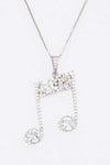 Cubic Zirconia Music Note Pendant Necklace