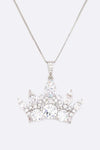 Cubic Zirconia Crown Pendant Necklace