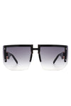 Square Oversize Flat Top Half Frame Sunglasses