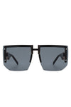 Square Oversize Flat Top Half Frame Sunglasses