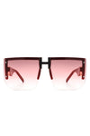 Square Oversize Flat Top Half Frame Sunglasses