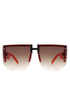 Square Oversize Flat Top Half Frame Sunglasses