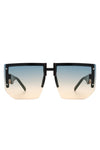 Square Oversize Flat Top Half Frame Sunglasses