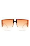 Square Oversize Flat Top Half Frame Sunglasses