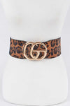 Plus Size Leopard Print Iconic Buckle Stretch Belt