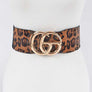 Plus Size Leopard Print Iconic Buckle Stretch Belt