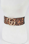 Plus Size Leopard Print Iconic Buckle Stretch Belt