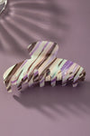 Large colorful striped acetate hair claw clip