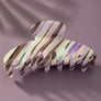 Large colorful striped acetate hair claw clip