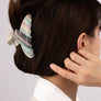 Large colorful striped acetate hair claw clip